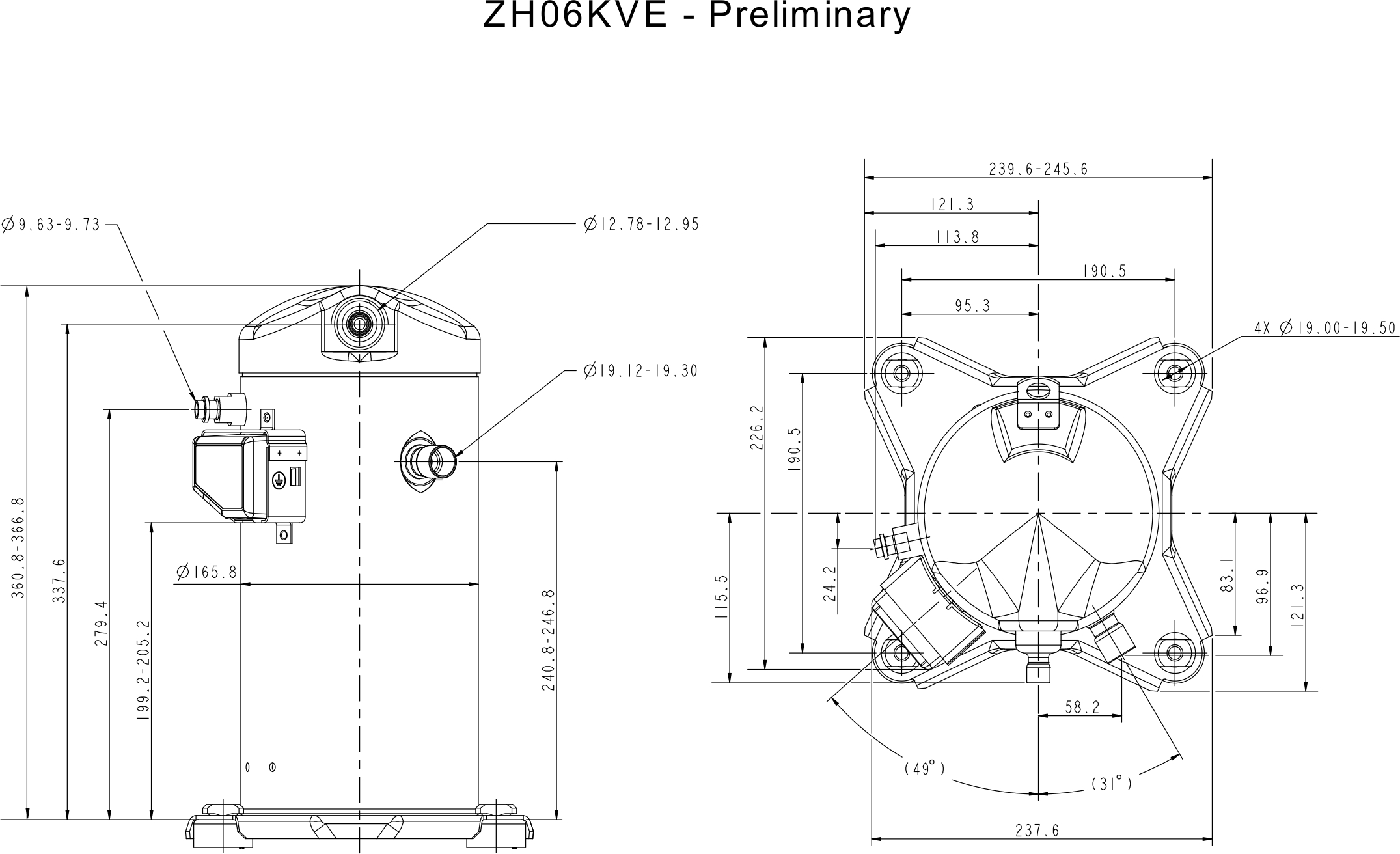 Герметичный спиральный компрессор Copeland ZH06KVE Герметичный спиральный компрессор Copeland ZH06KVE