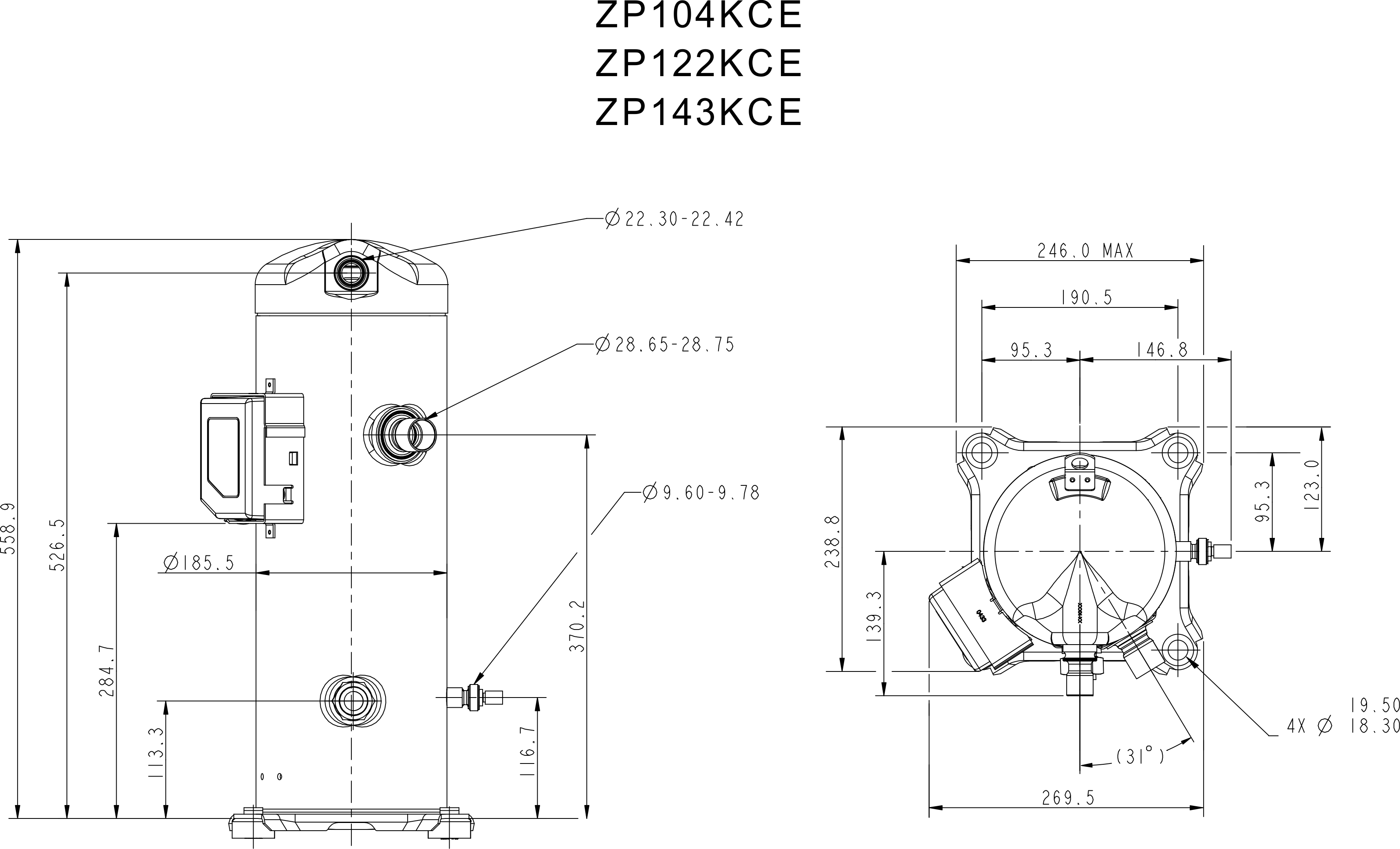 Герметичный спиральный компрессор Copeland Scroll ZP103KCE