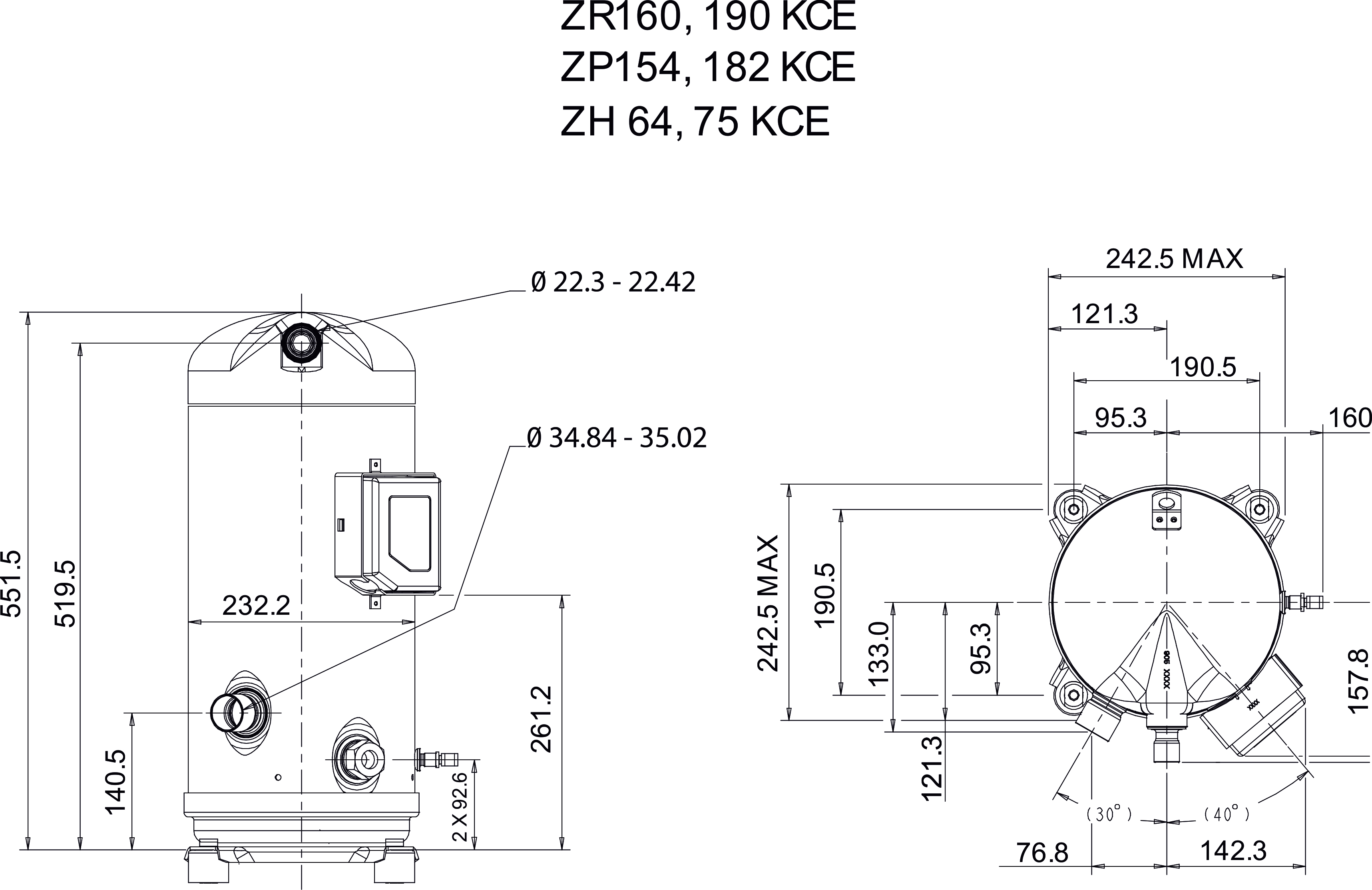 Герметичный спиральный компрессор Copeland Scroll ZP154KCE