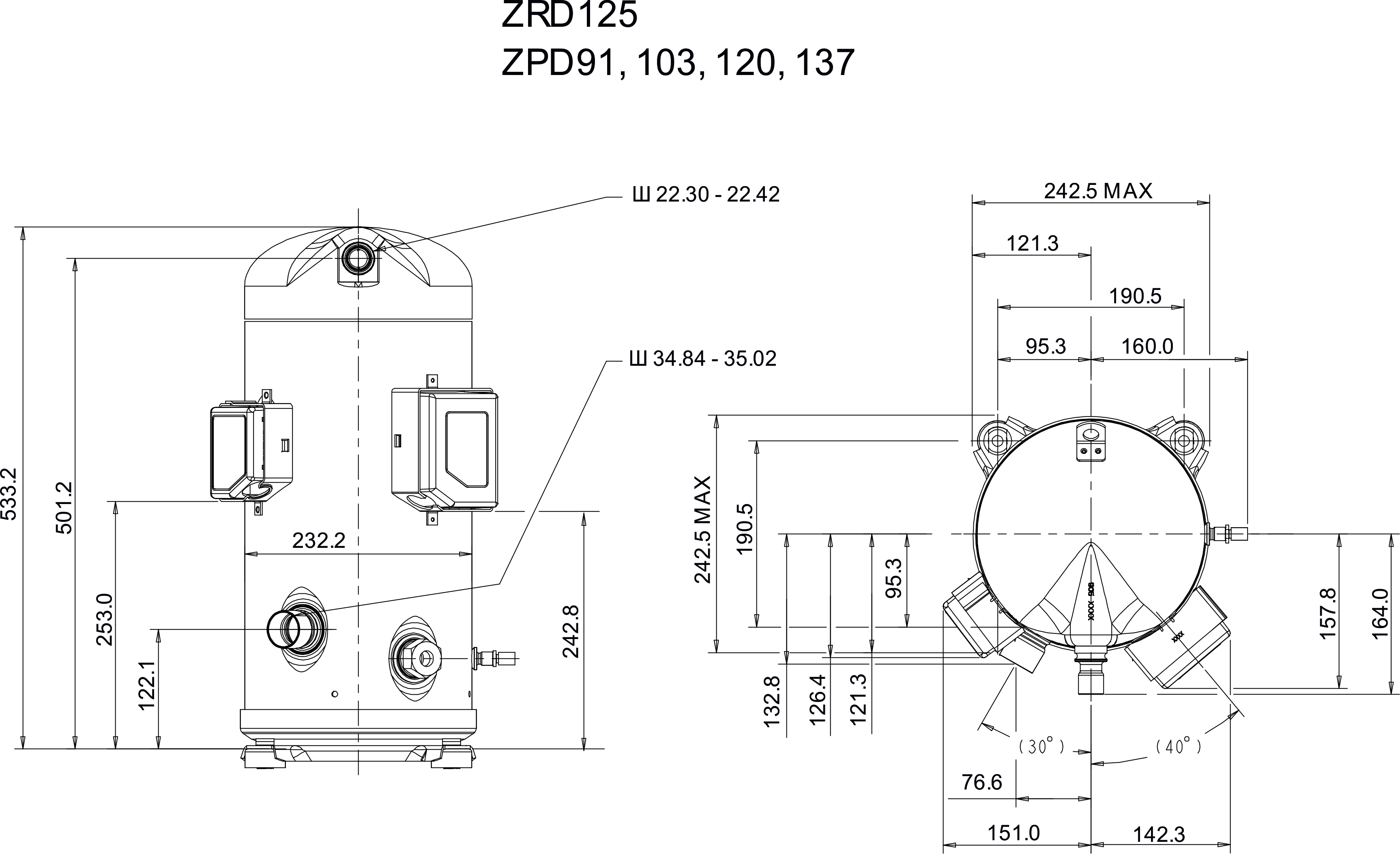Герметичный спиральный компрессор Copeland Scroll ZPD103KCE