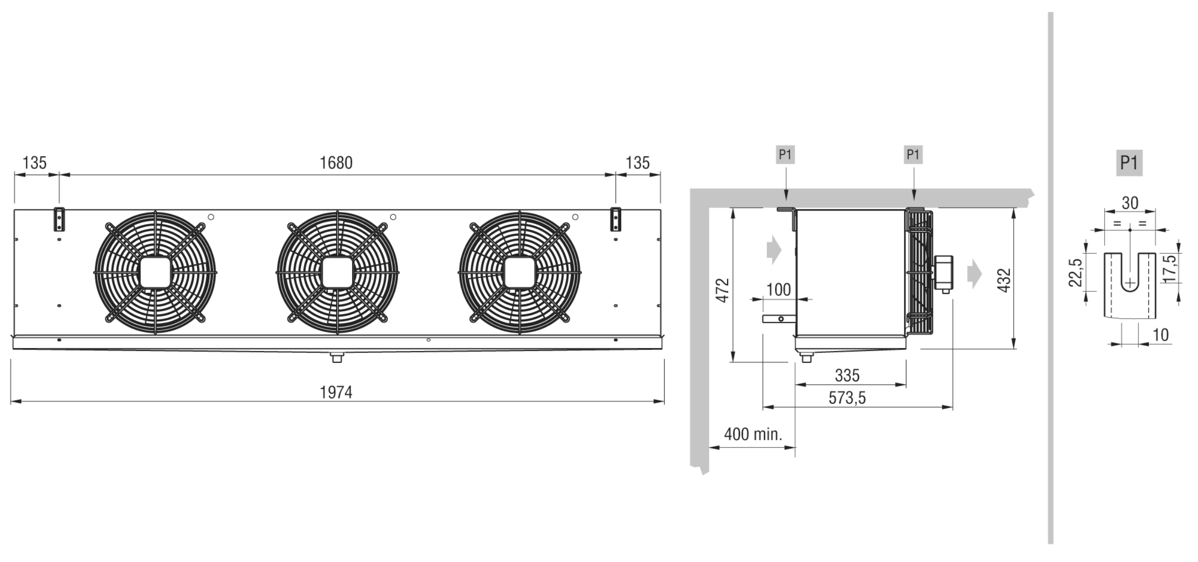 Технические характеристики и размеры воздухоохладителя ECO GCE 313F6 ED Технические характеристики и размеры воздухоохладителя ECO GCE 313F6 ED